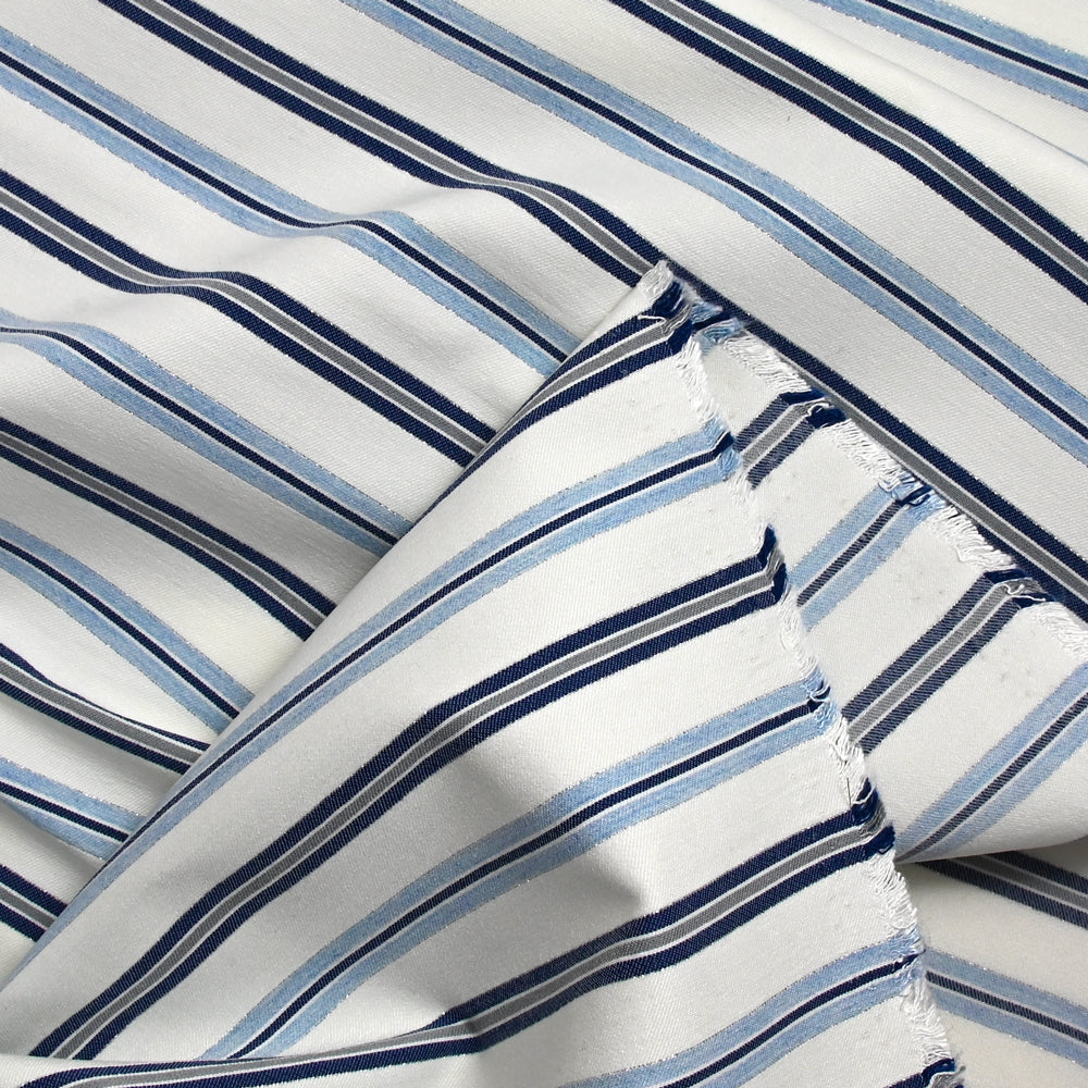 Bengaline polyviscose lurex rayé bleu - Image 4
