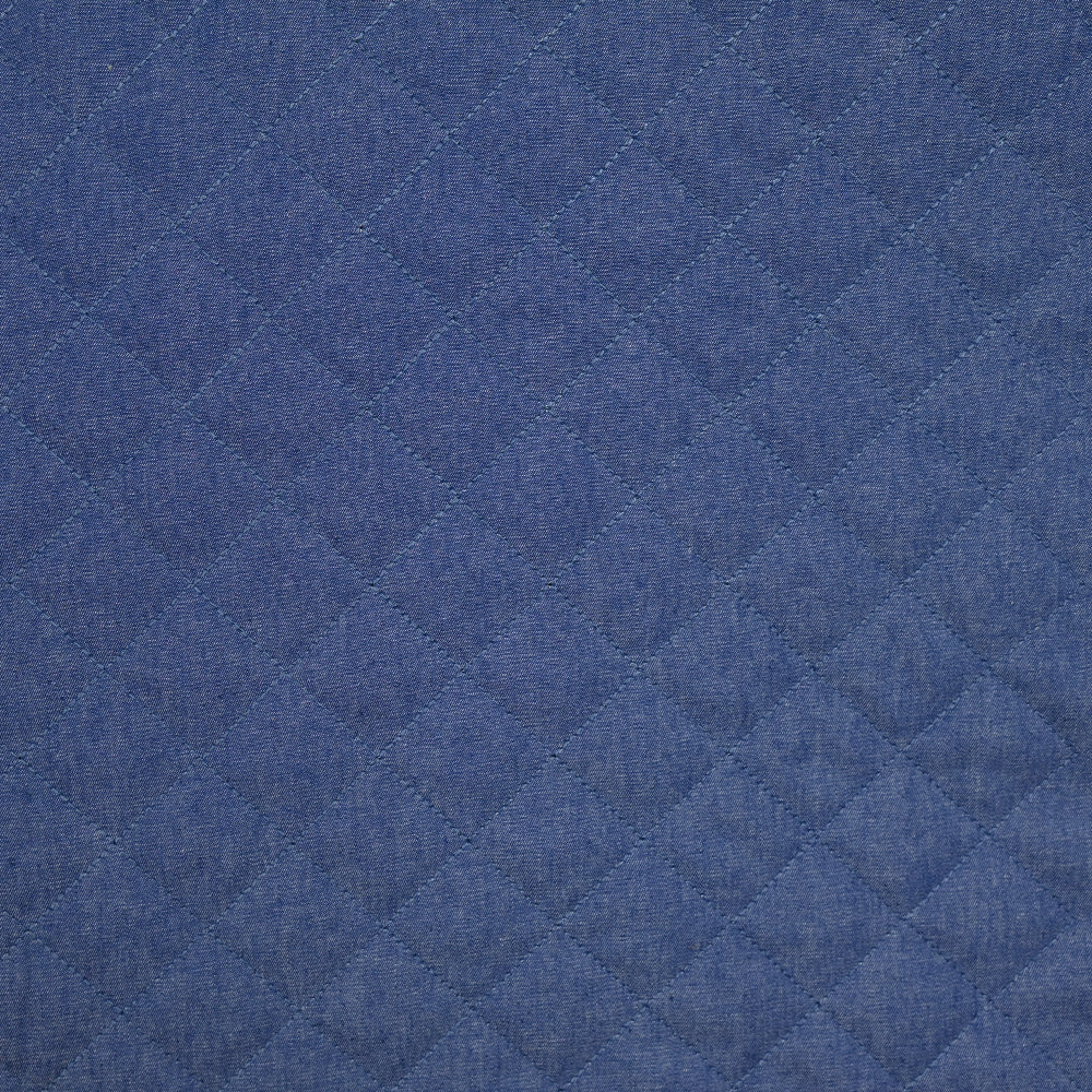 Chambray matelassé uni bleu