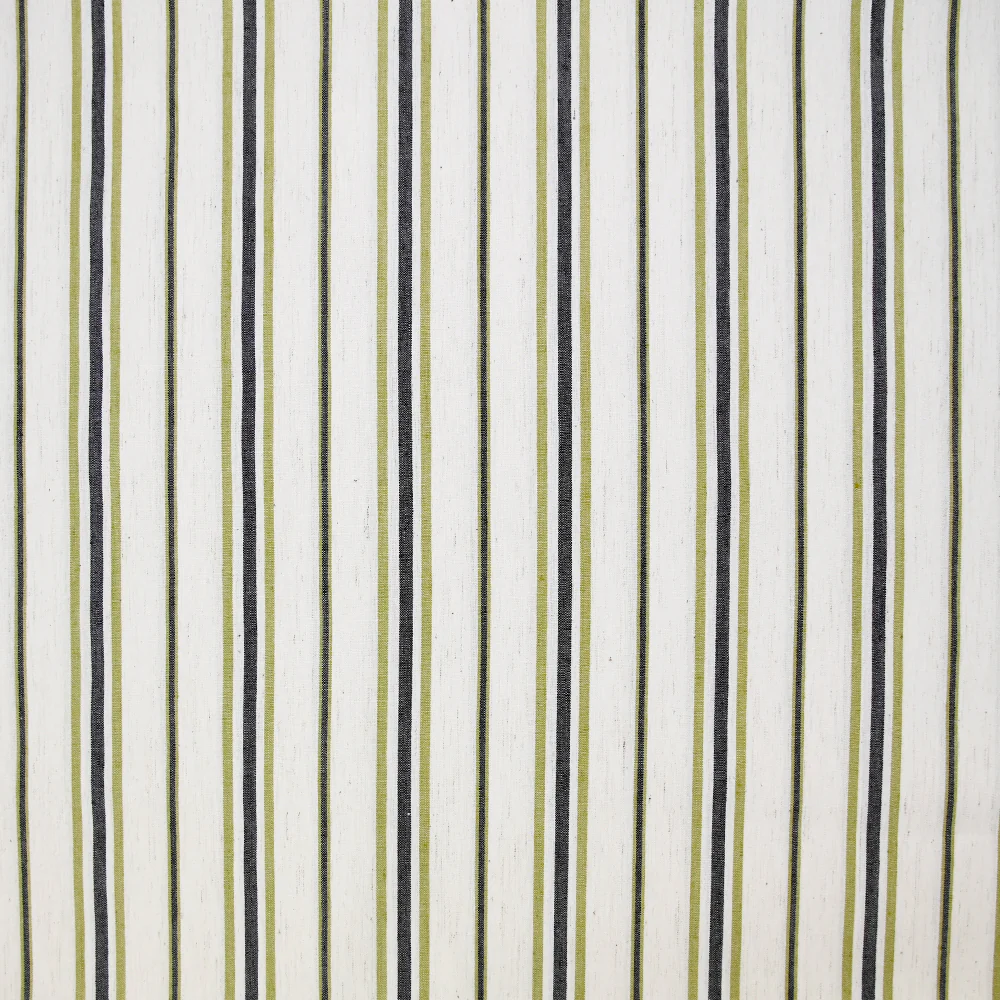 Coton élasthanne tissé teint rayure verte et bleue fond beige chiné - Image 5