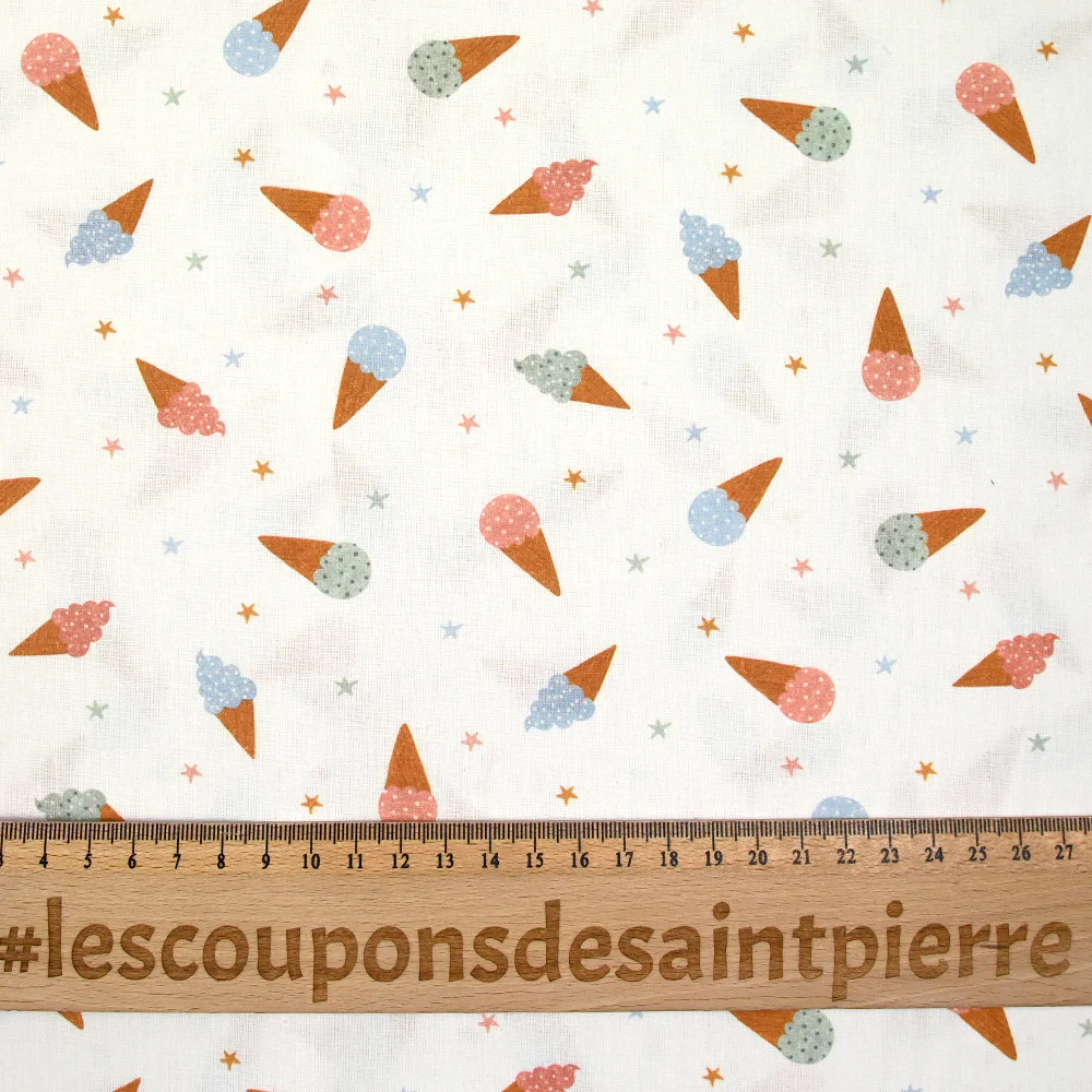Coton imprimé cônes glacés fond blanc - Image 3