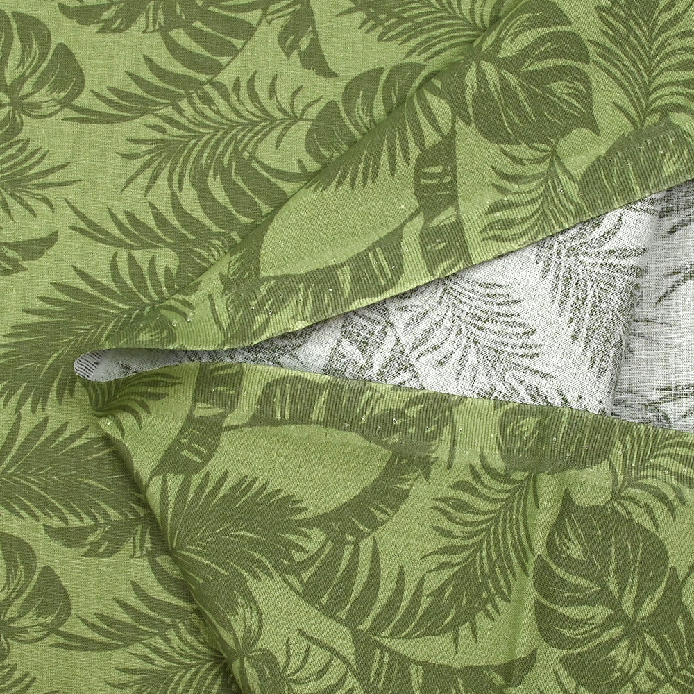 Coton imprimé envolée de feuilles fond vert - Image 5