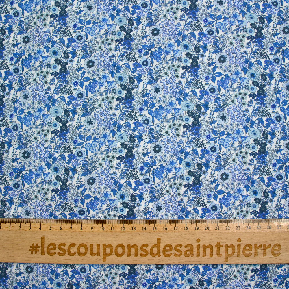 Coton imprimé Matilde fleurs bleu au mètre - Image 4