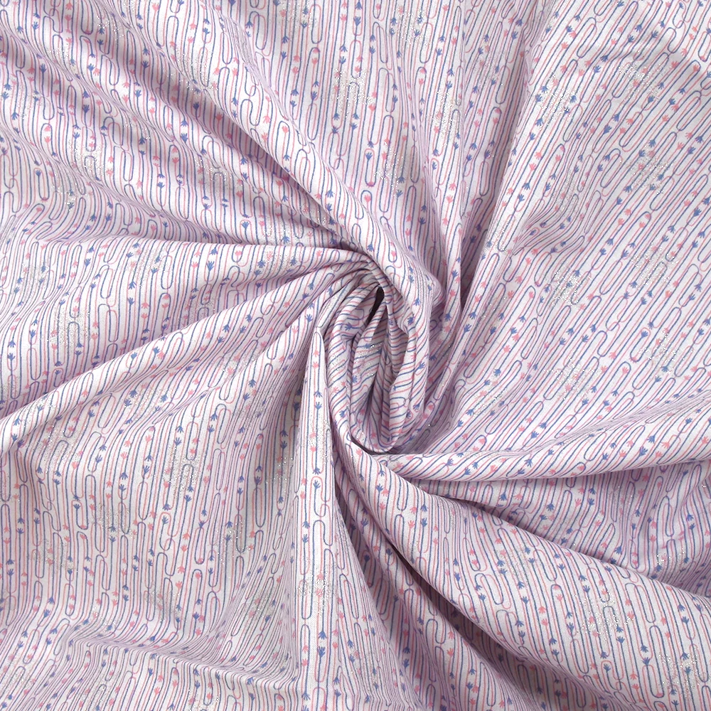 Coton pailleté fin liaison de mains rose et bleu fond blanc - Image 2