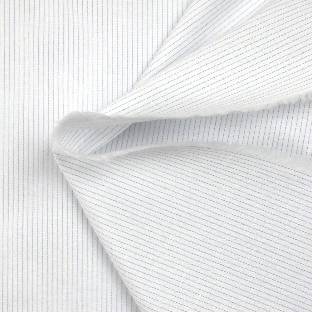 Coton tissé-teint rayé bleu Kendrick fond blanc - Image 5