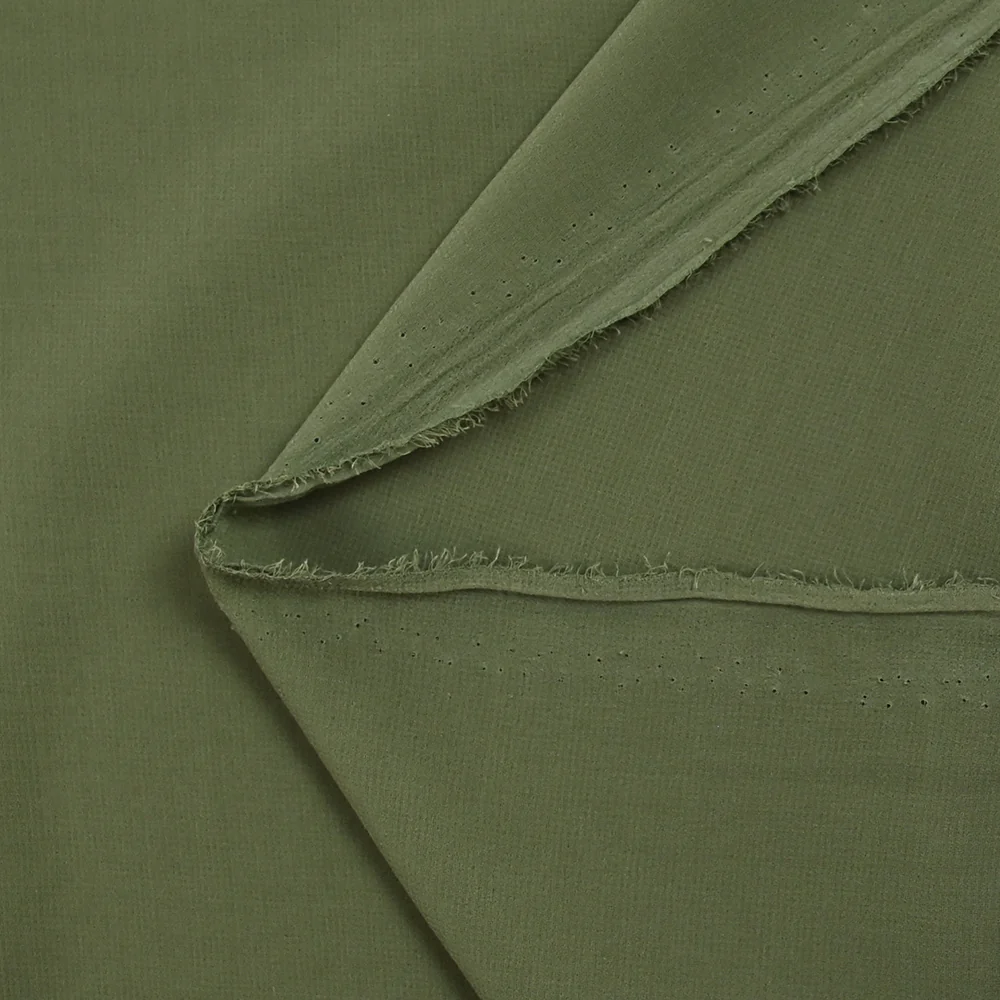 Crêpe georgette polyester kaki - Image 3