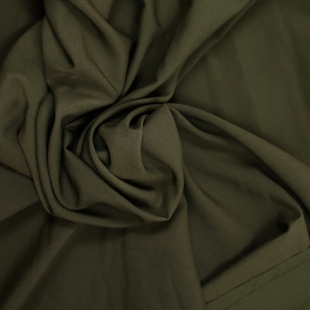 Crêpe polyester Manon vert olive - Image 2