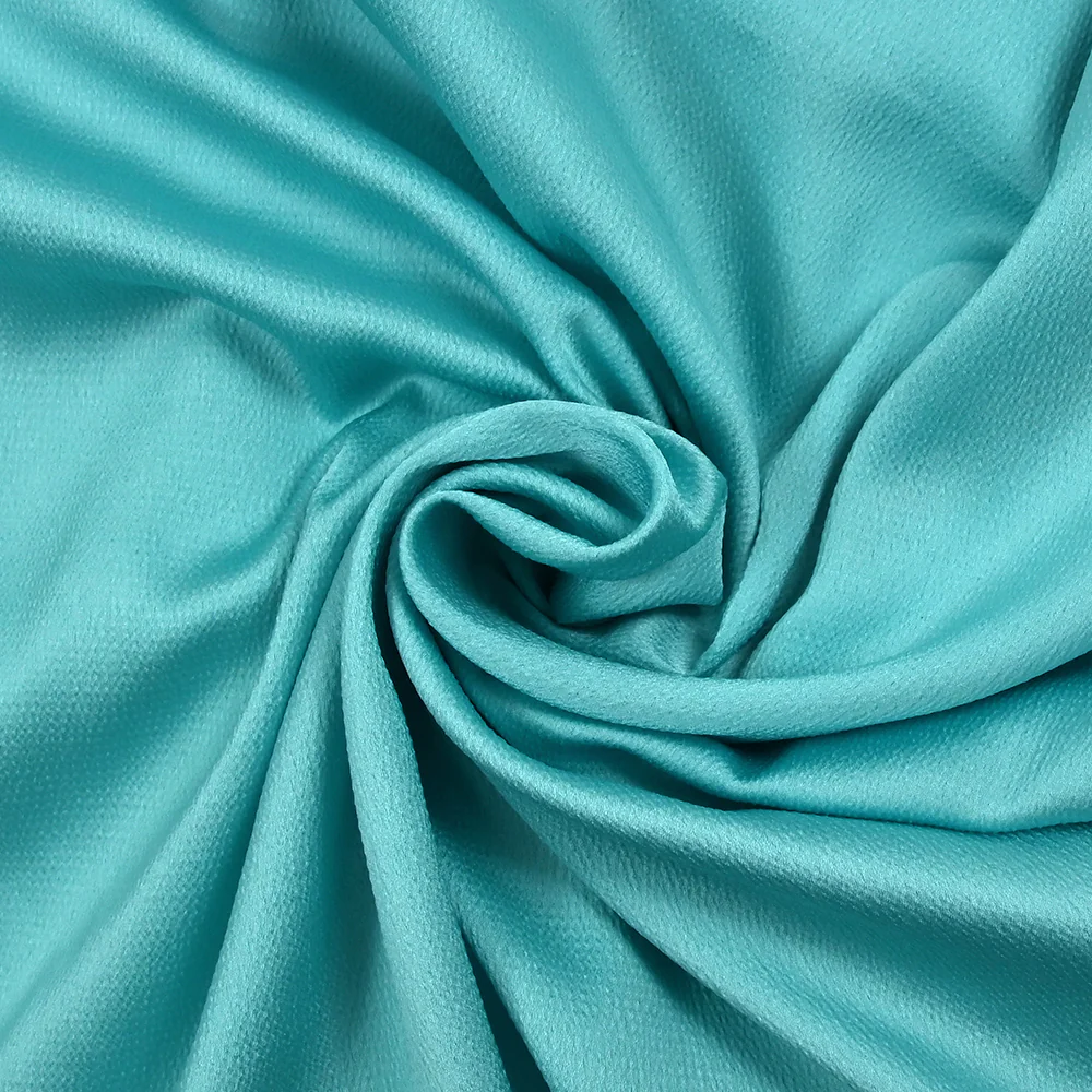 Crêpe satin polyester Bubble bleu turquoise - Image 2