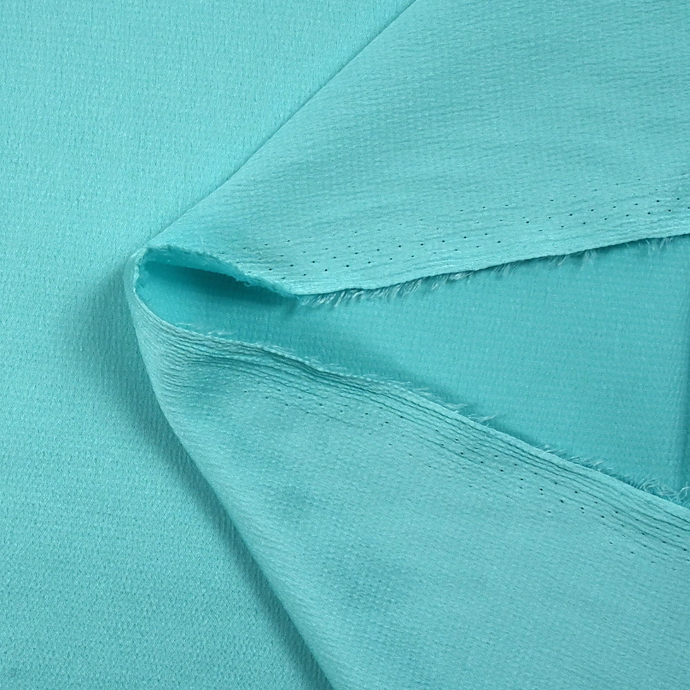 Crêpe satin polyester Bubble bleu turquoise - Image 4
