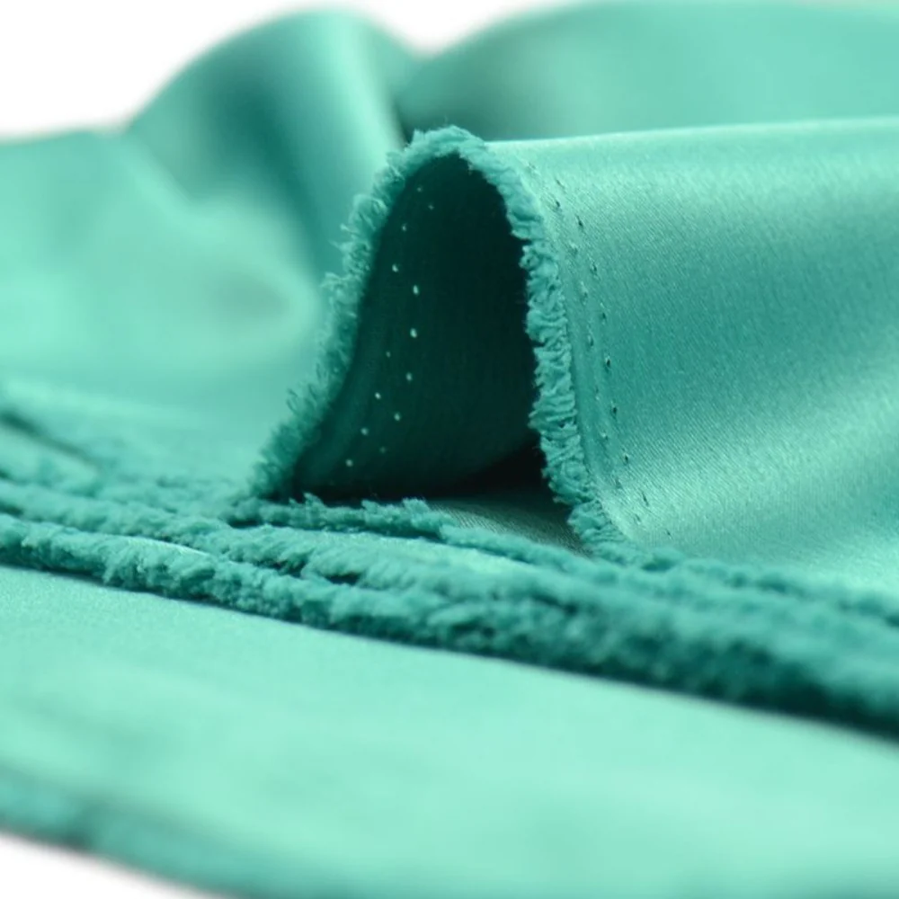Crêpe satin lourd turquoise - Image 4