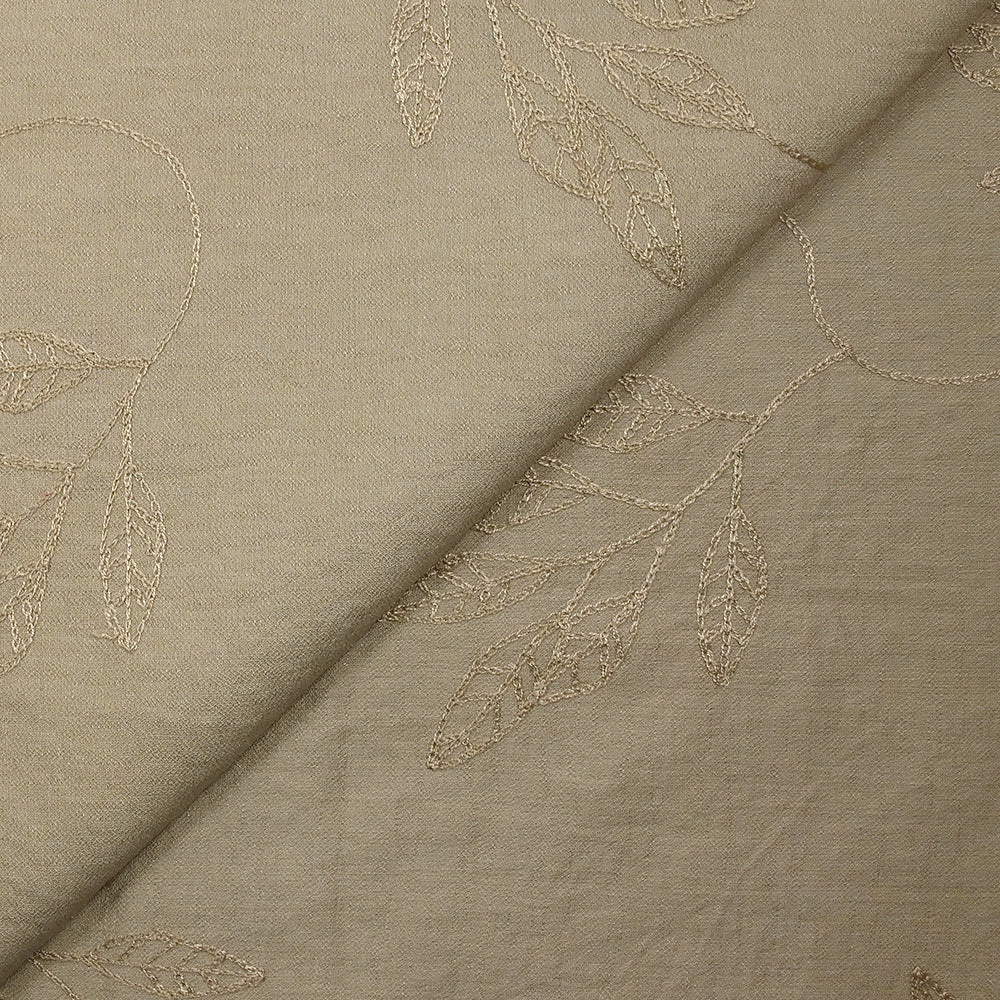 Crêpe viscose Lily brodé feuillage beige - Image 5