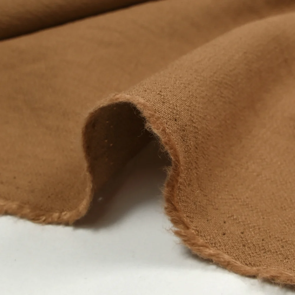 Crêpe viscose Lily brodé feuillage marron - Image 7