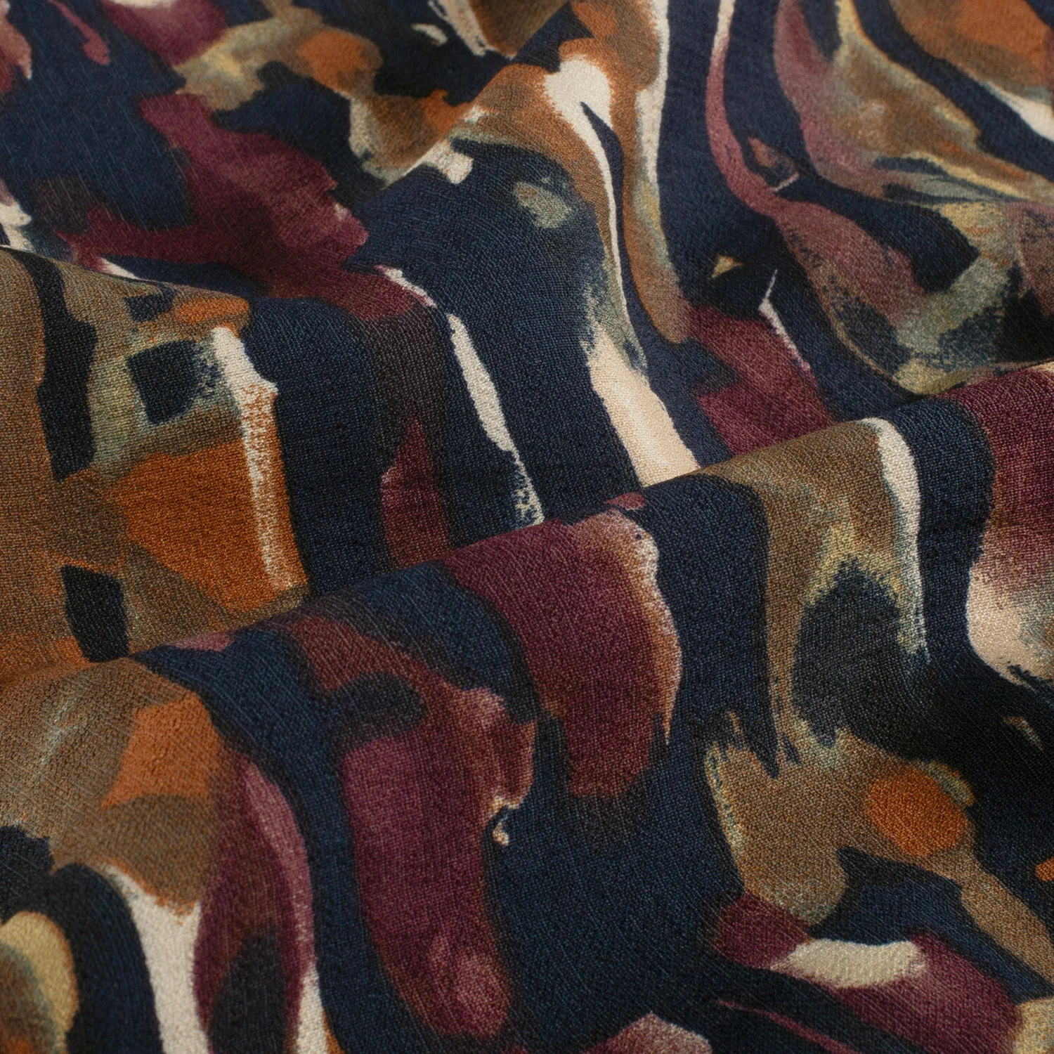 Crêpe viscose ottoman imprimé flaque violet fond marine - Image 3