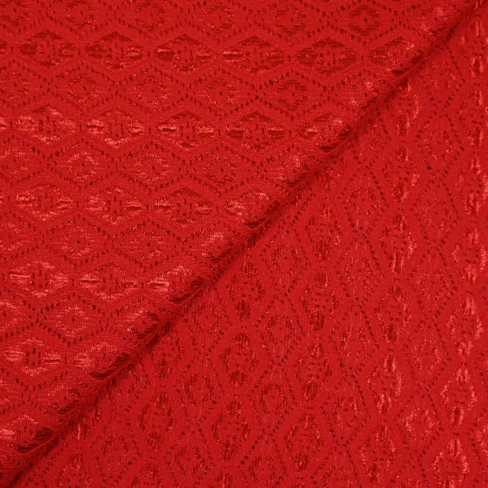 Dentelle polyester losange satiné rouge