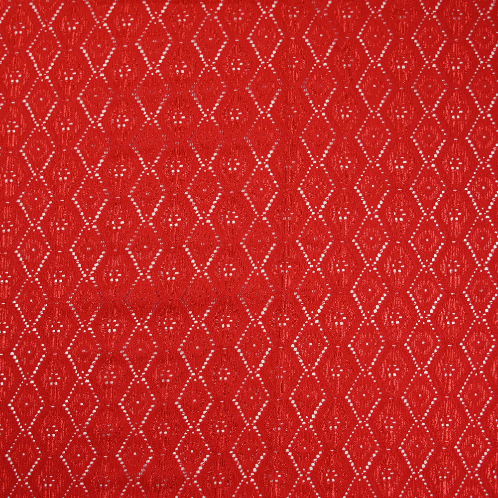 Dentelle polyester losange satiné rouge - Image 4