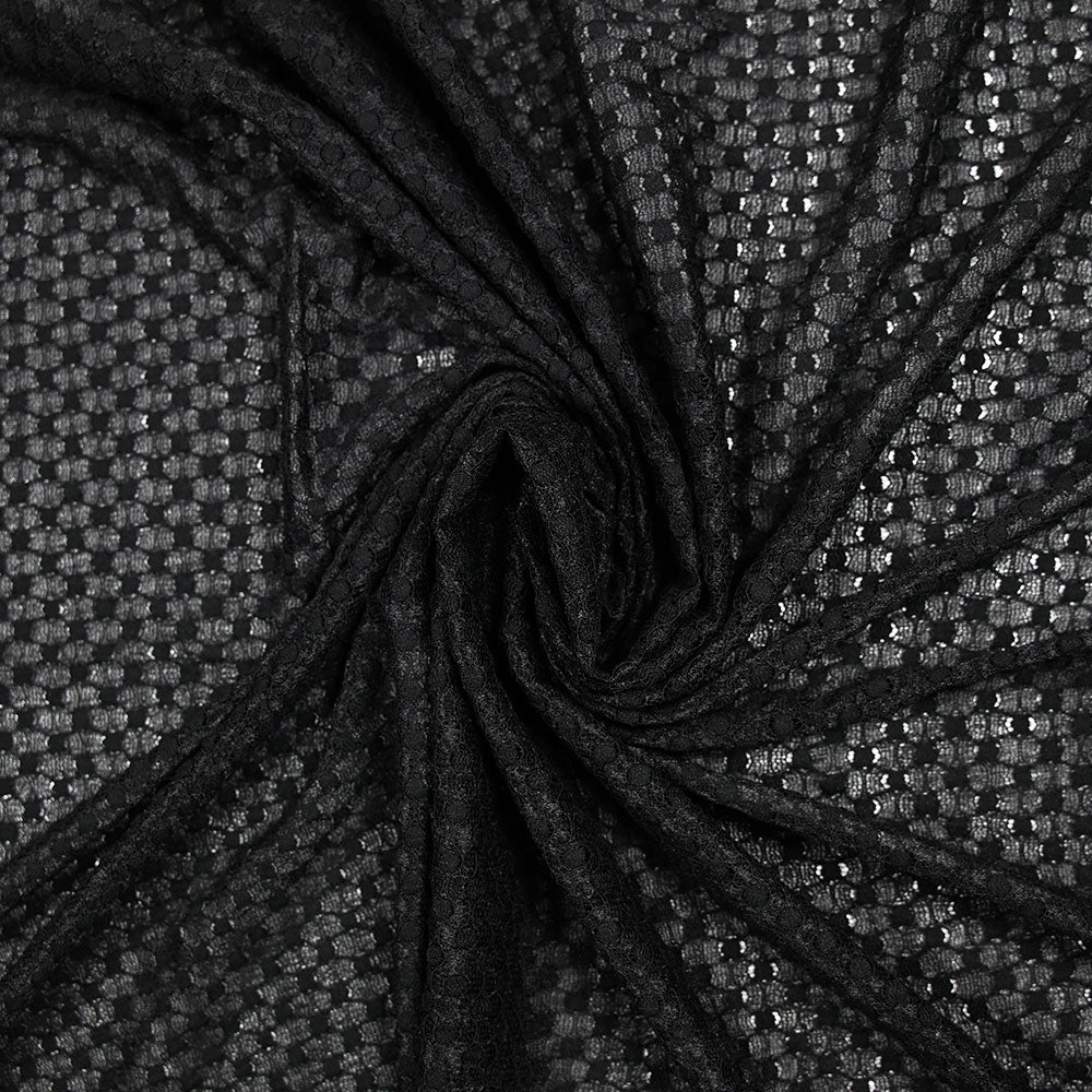Dentelle polyester pois Martha noir - Image 2