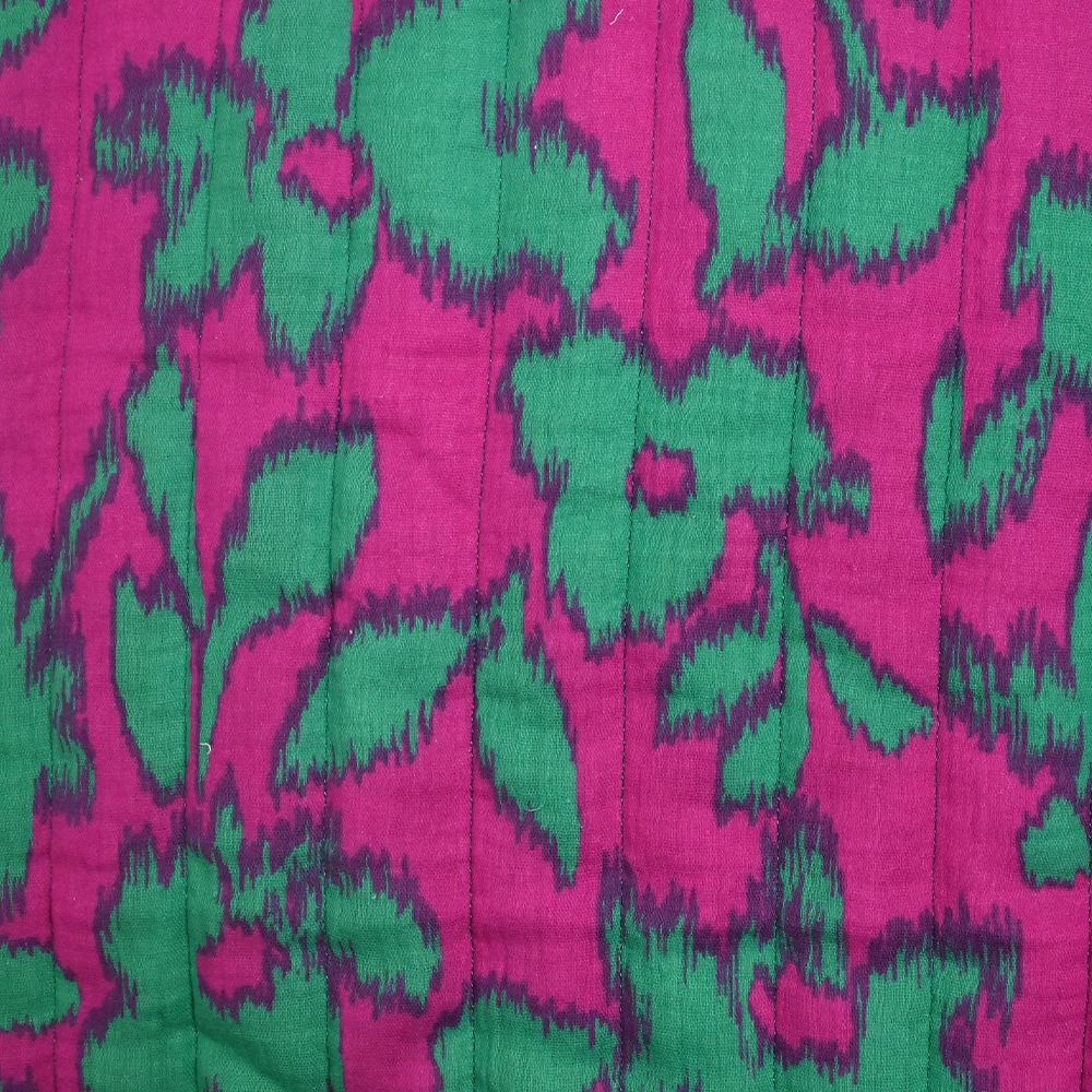 Double gaze matelassée double face Maui fond turquoise et magenta au mètre - Image 6