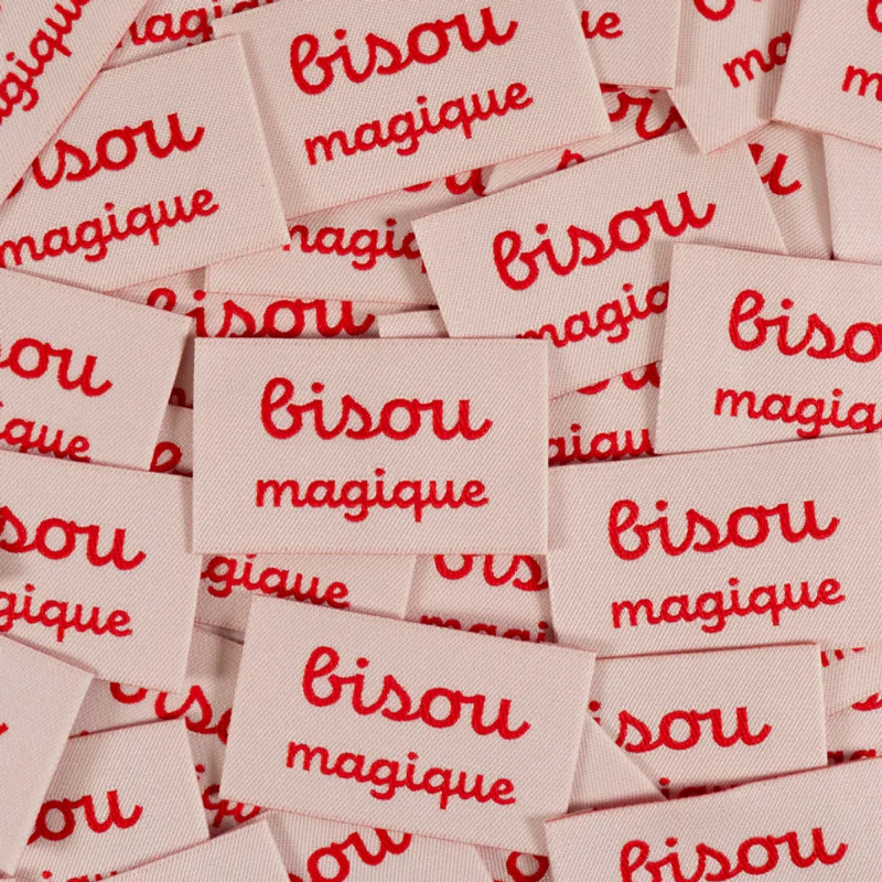 Étiquettes tissées "Bisou Magique" x 5