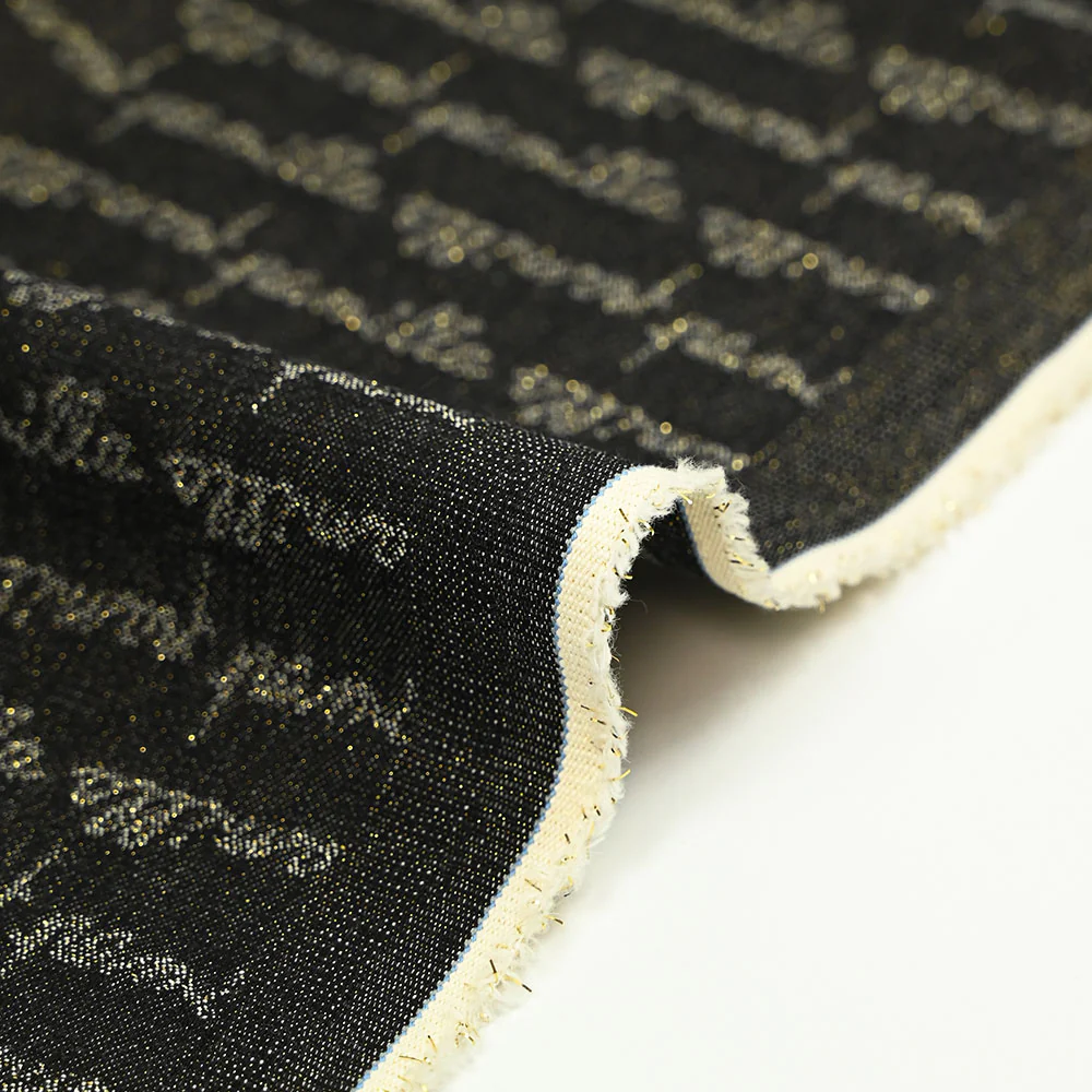 Jean's coton jacquard écriture lurex doré - Image 4
