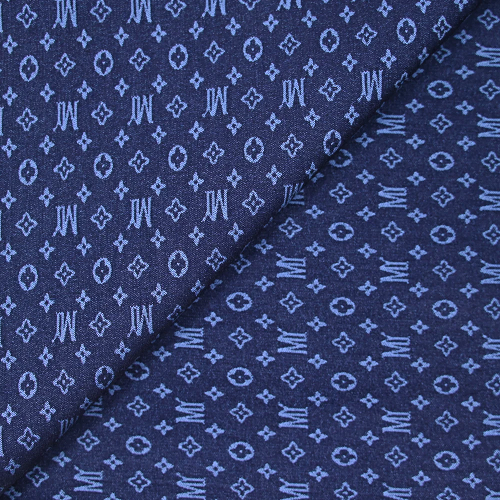 Jacquard polyviscose monogramme fond marine - Image 3