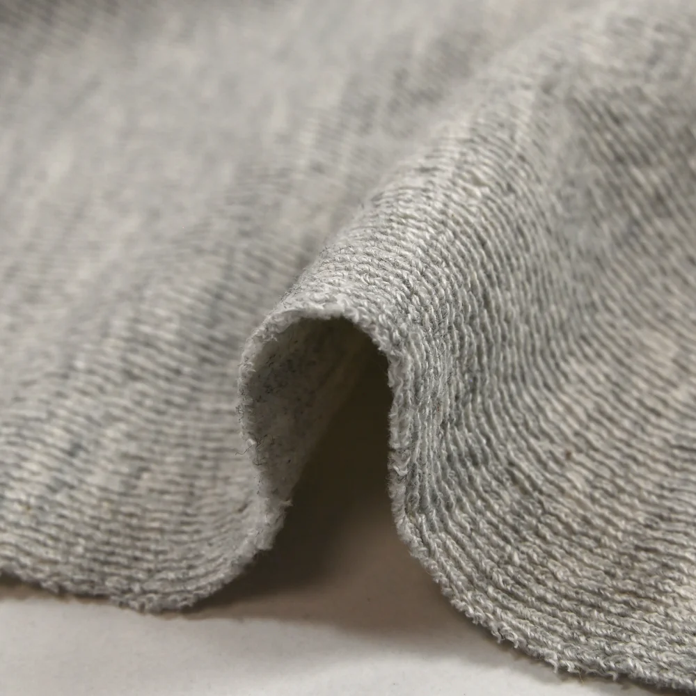 Jersey de coton texturé gris clair chiné - Image 4