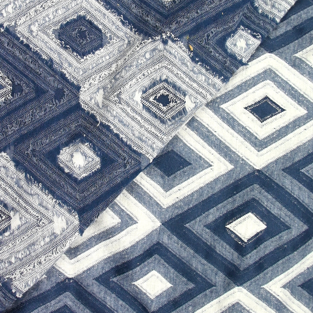 Jersey de polycoton tissé-teint losange bleu - Image 3