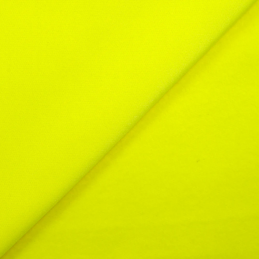 Jersey de polyester envers polaire jaune fluo