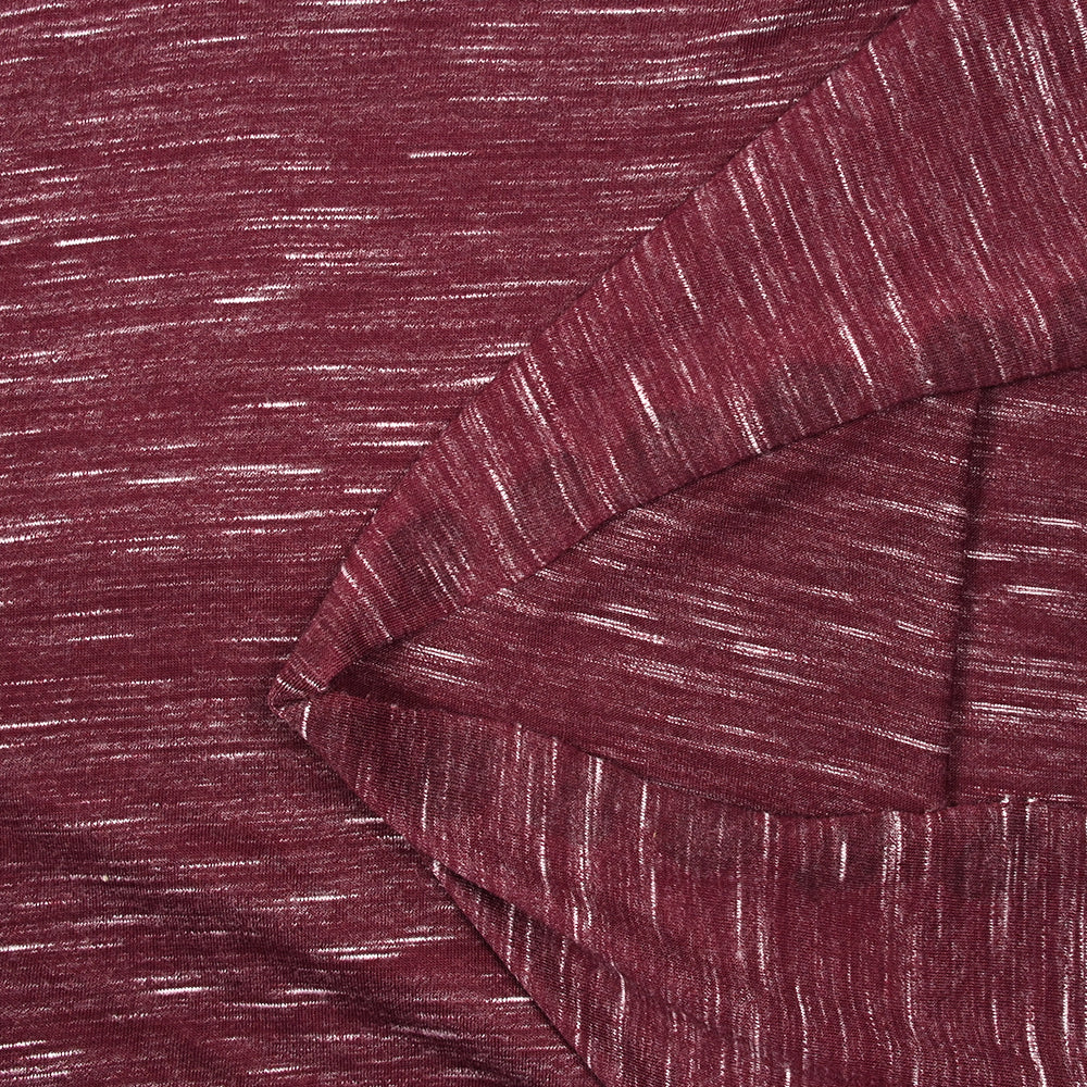 Jersey de polyester flammé blanc fond rouge grenat - Image 3