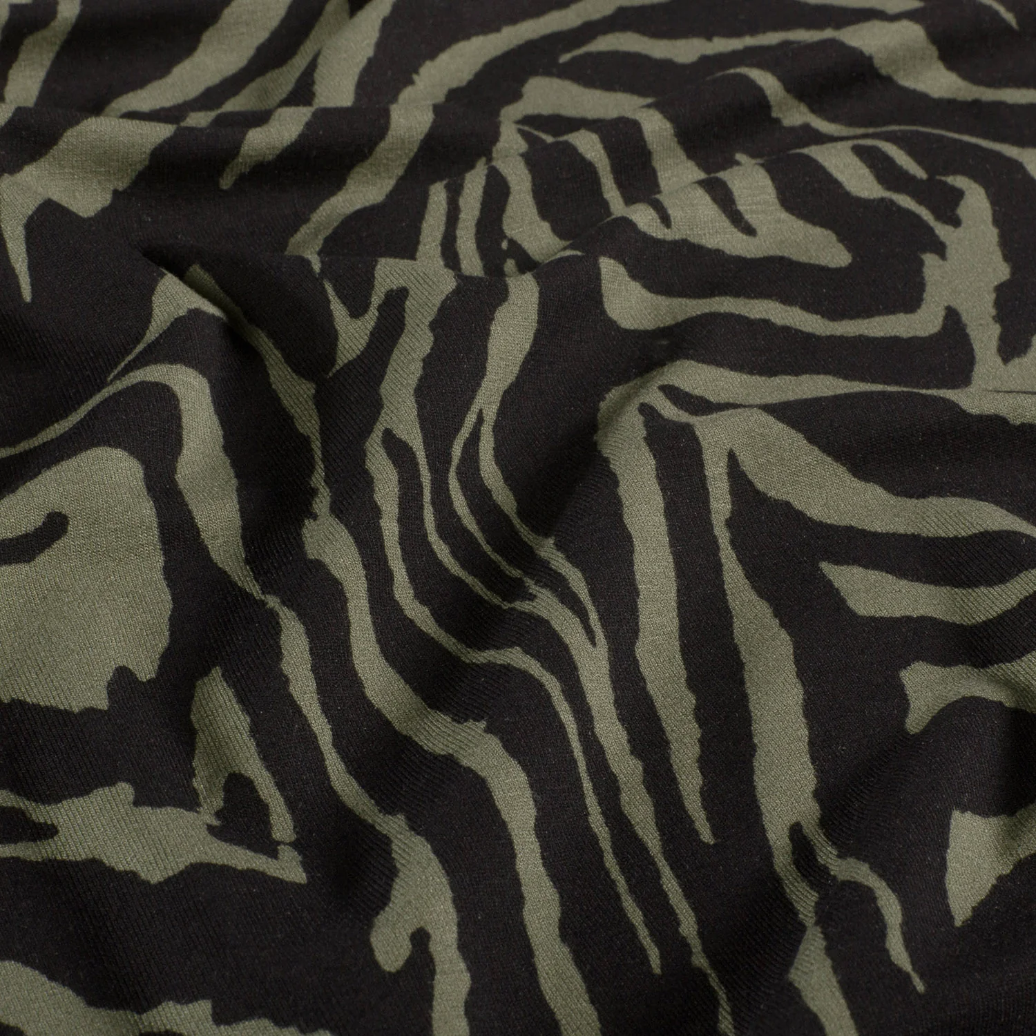 Jersey de viscose imprimé zèbre fond kaki - Image 3