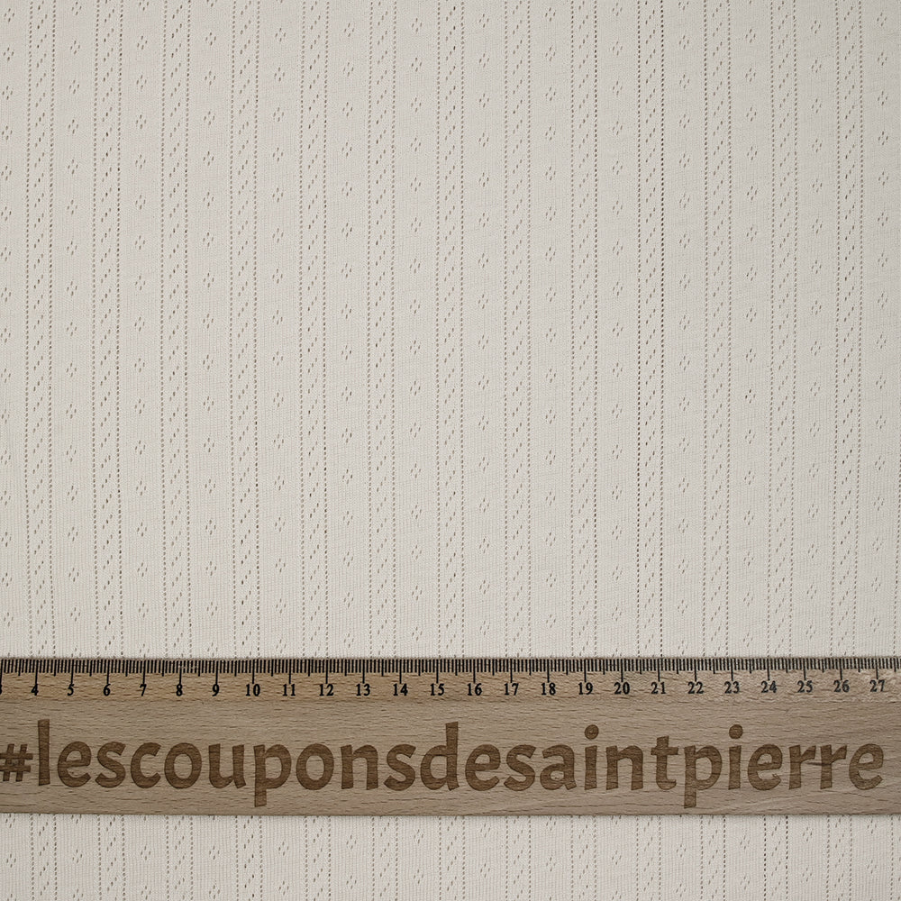 Jersey pointelle 100% coton blanc cassé - Image 3