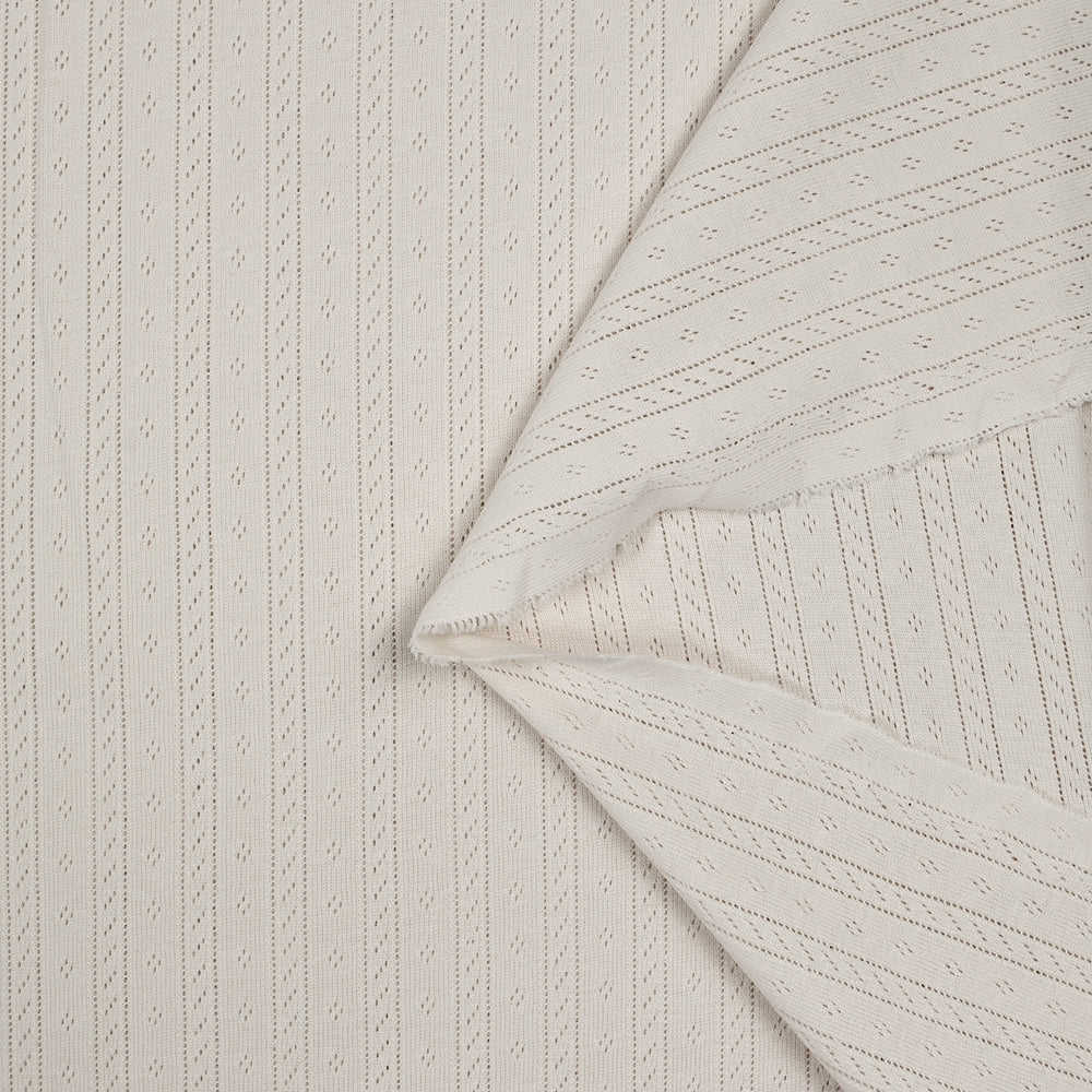 Jersey pointelle 100% coton blanc cassé - Image 4