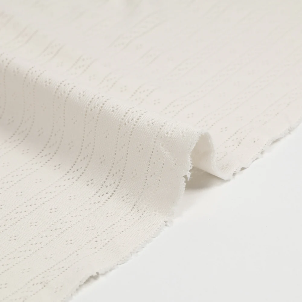 Jersey pointelle 100% coton blanc cassé - Image 5