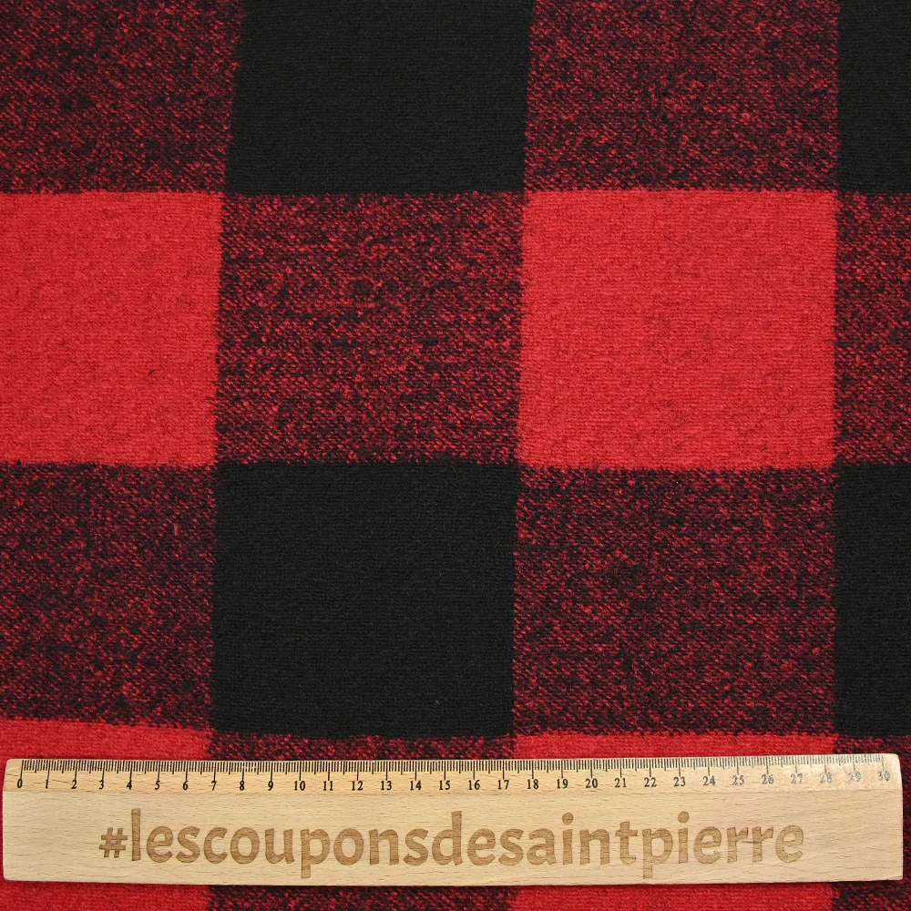 Lainage polyester à carreaux rouge et noir - Image 3
