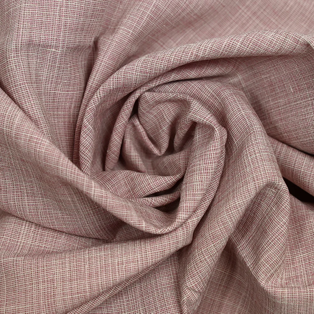 Lin et coton tissé-teint blanc, taupe et rose - Image 2