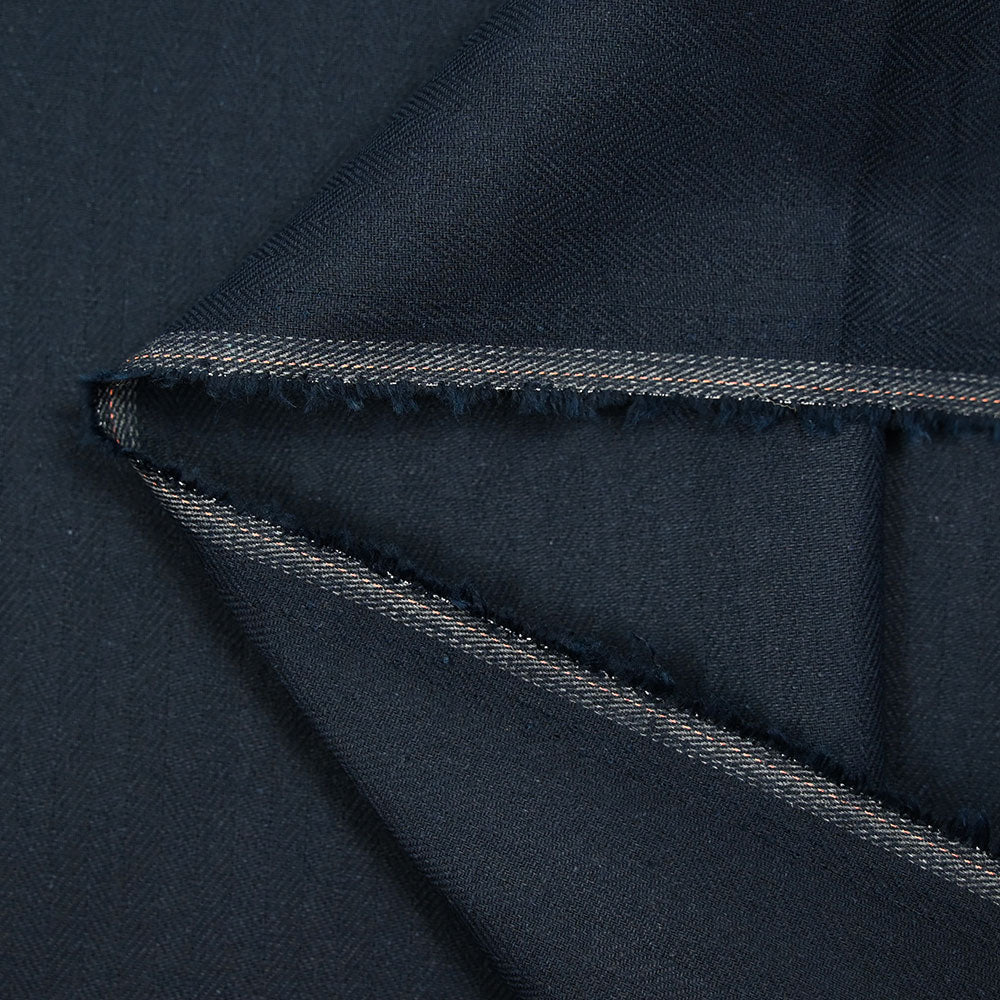 Lin et coton uni chevron bleu marine - Image 3