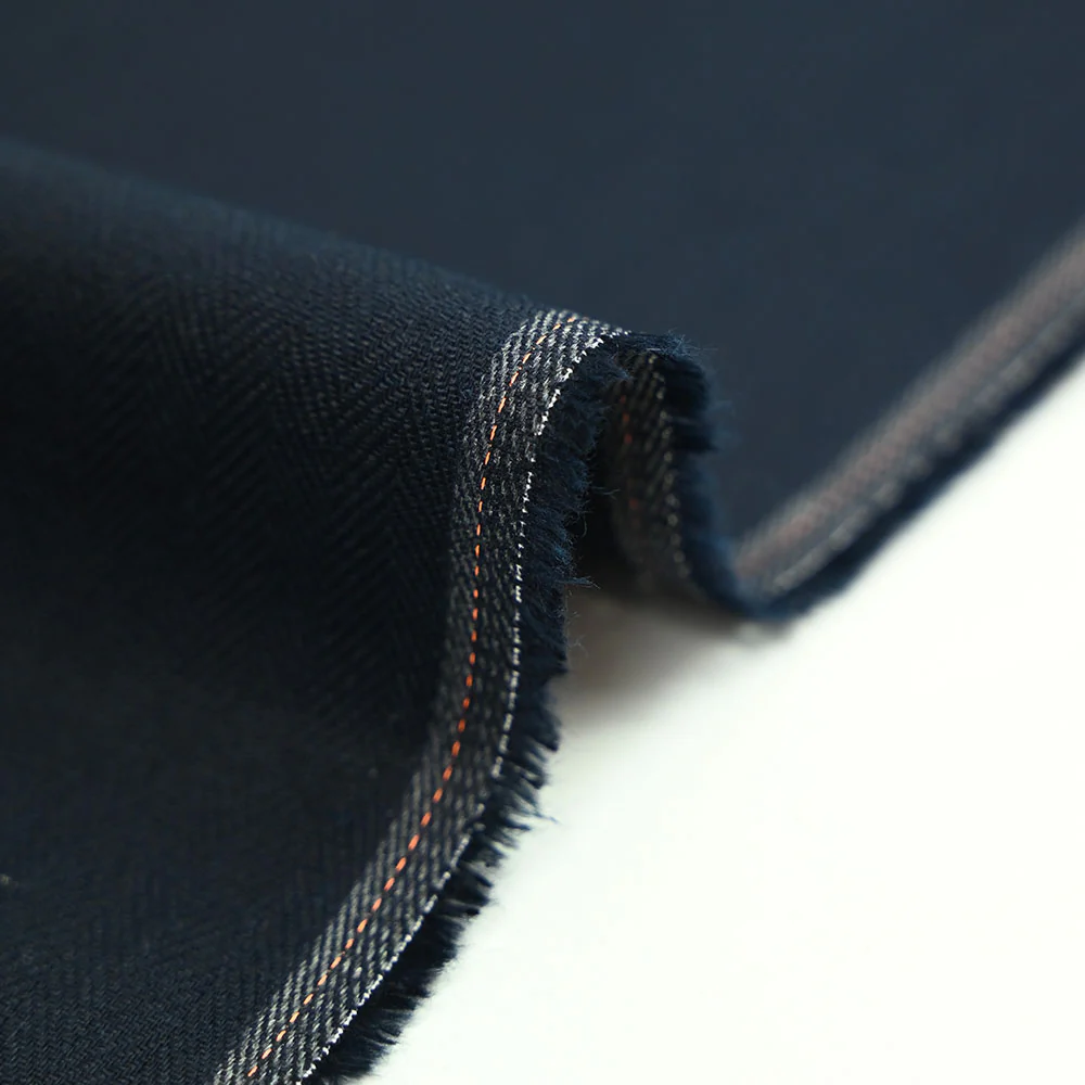 Lin et coton uni chevron bleu marine - Image 4