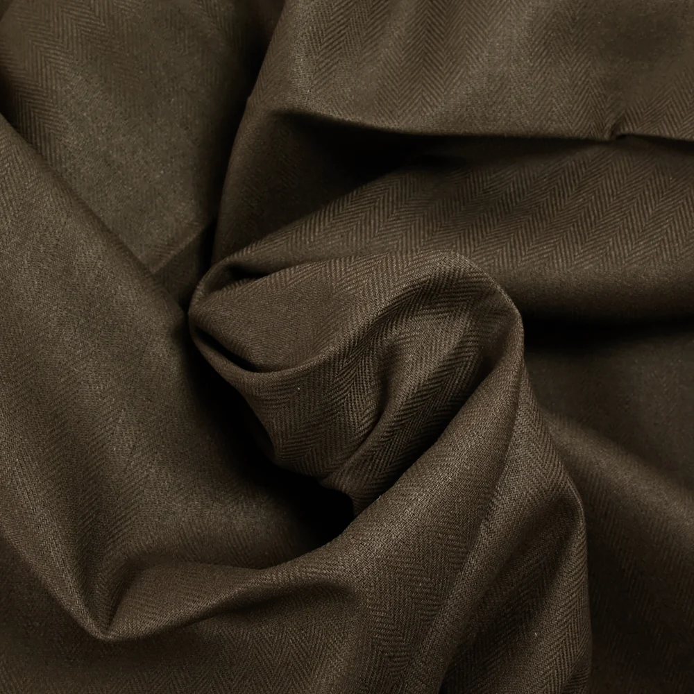 Lin et coton uni chevron marron - Image 2