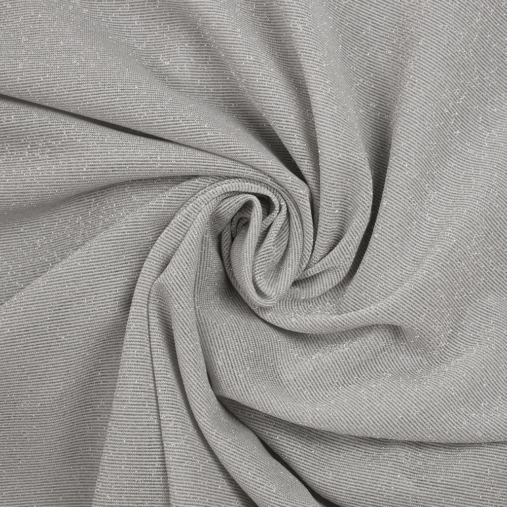Maille fine Lurex argent fond gris clair - Image 2