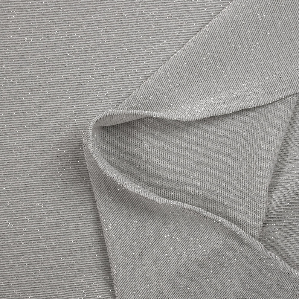 Maille fine Lurex argent fond gris clair - Image 4