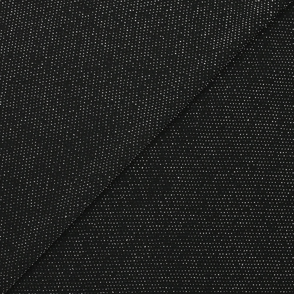 Maille Lurex pois argent fond noir