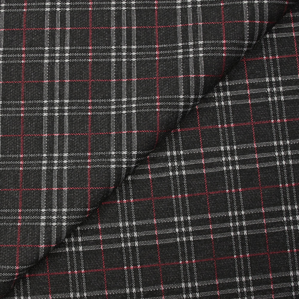 Maille Milano à carreaux blanc et rouge fond anthracite