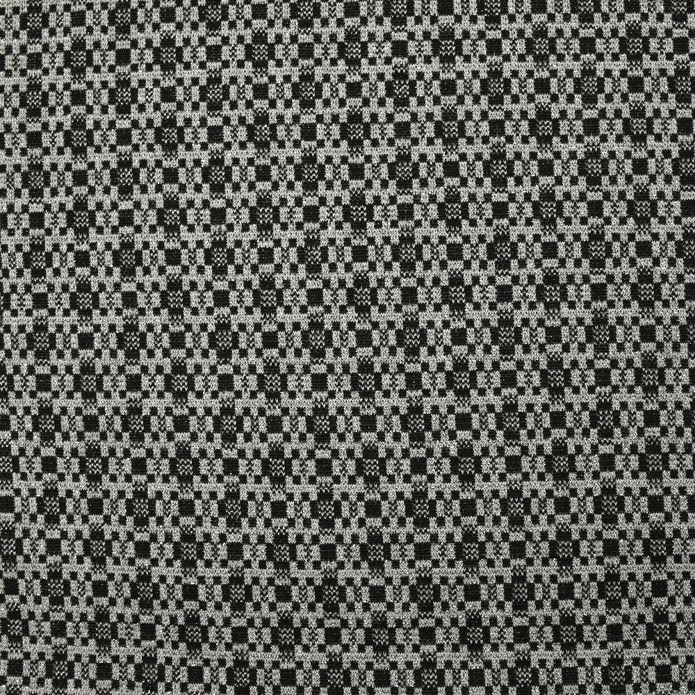 Maille Milano polyester Lurex carré graphique noir et blanc