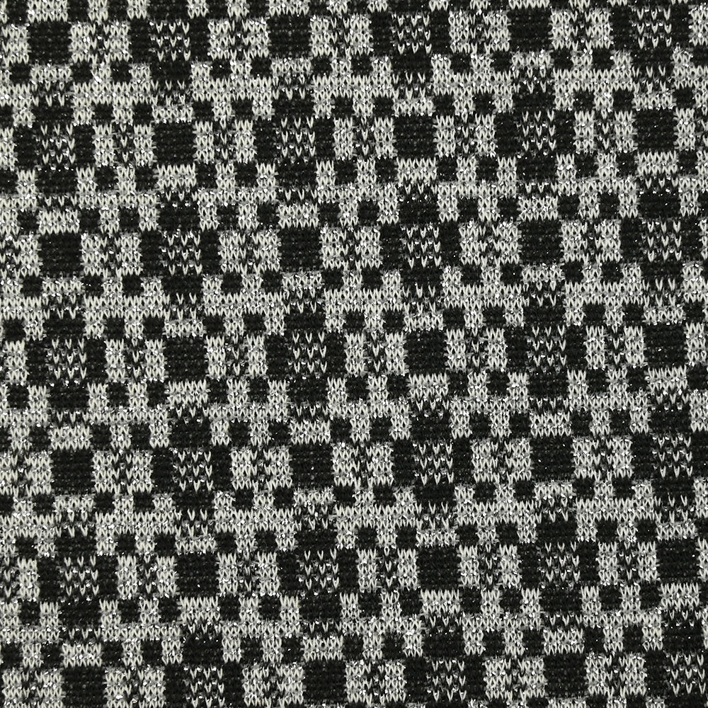 Maille Milano polyester Lurex carré graphique noir et blanc - Image 4