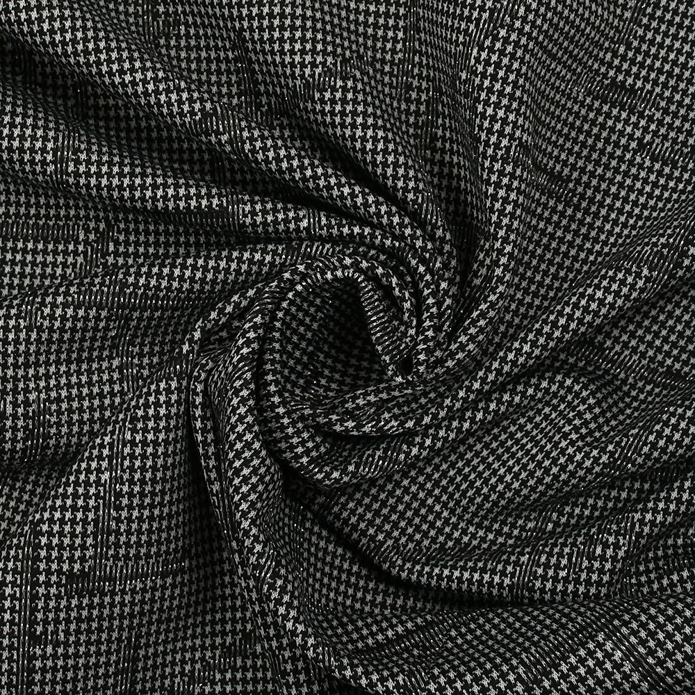 Maille Milano polyester Lurex pied-de-puce craquelé noir et blanc - Image 2