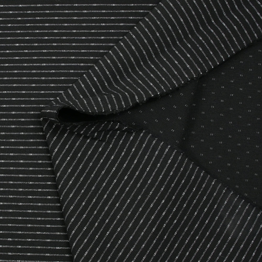 Maille Milano polyviscose double rayure fond noir - Image 6