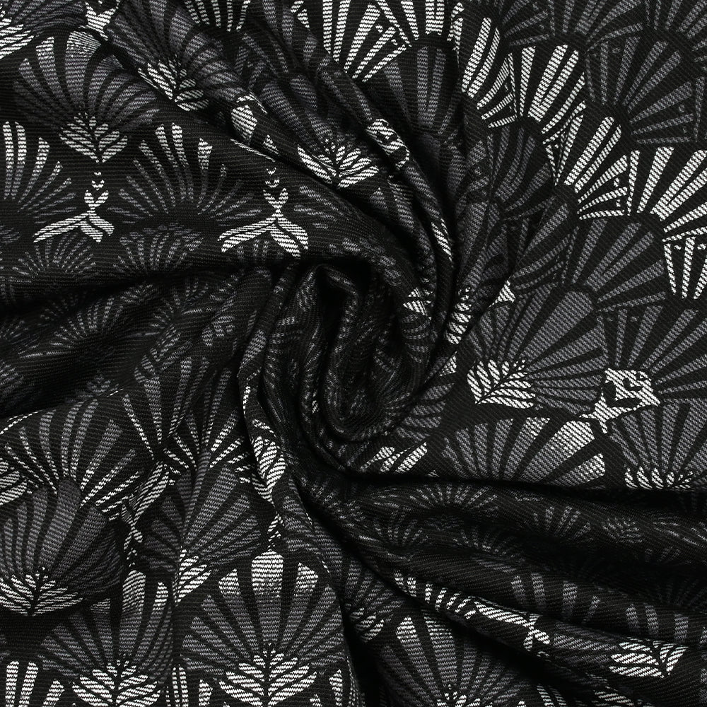 Maille Milano polyviscose éventail gris fond noir - Image 2