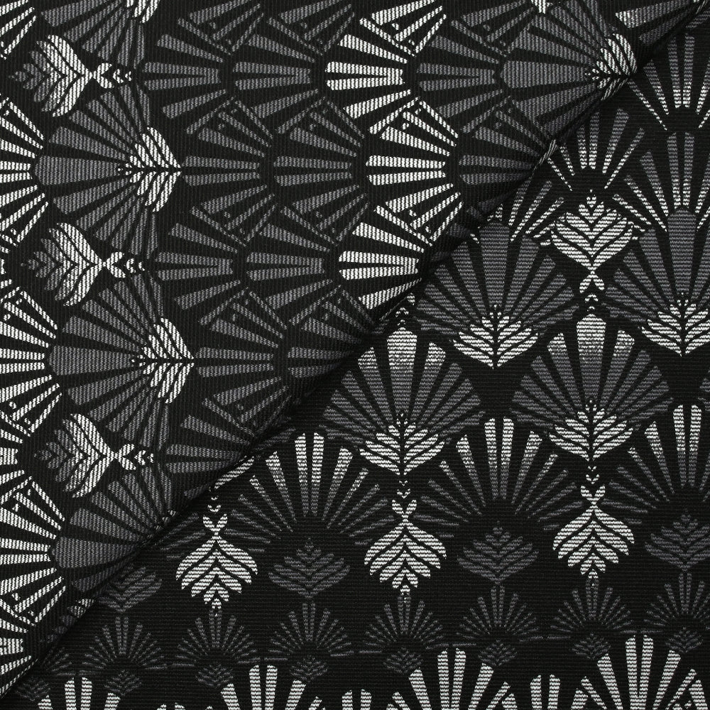Maille Milano polyviscose éventail gris fond noir - Image 4