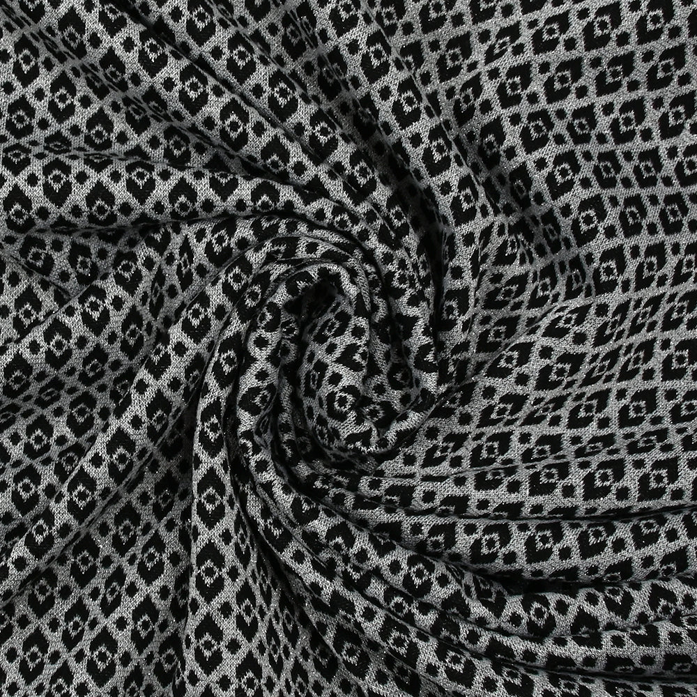 Maille Milano polyviscose Lurex émeraude royale gris - Image 2