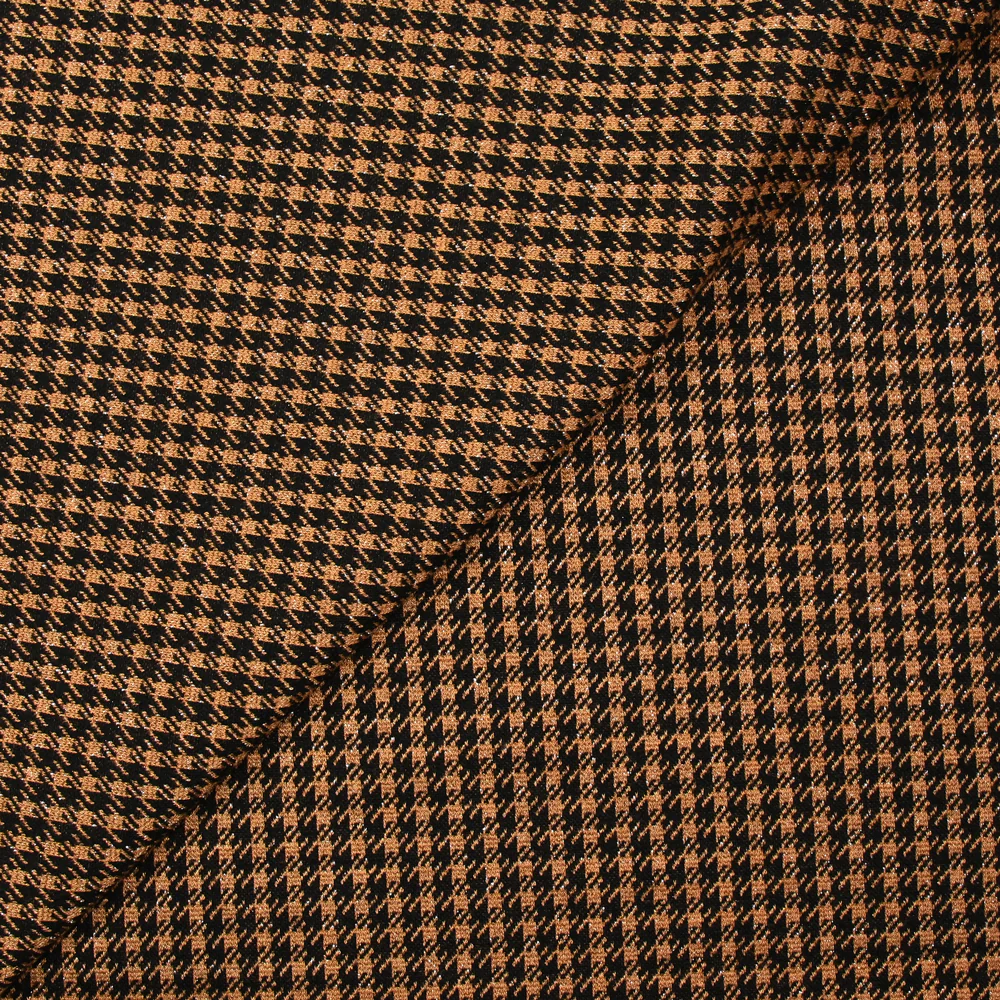 Maille Milano polyviscose Lurex pied de poule camel