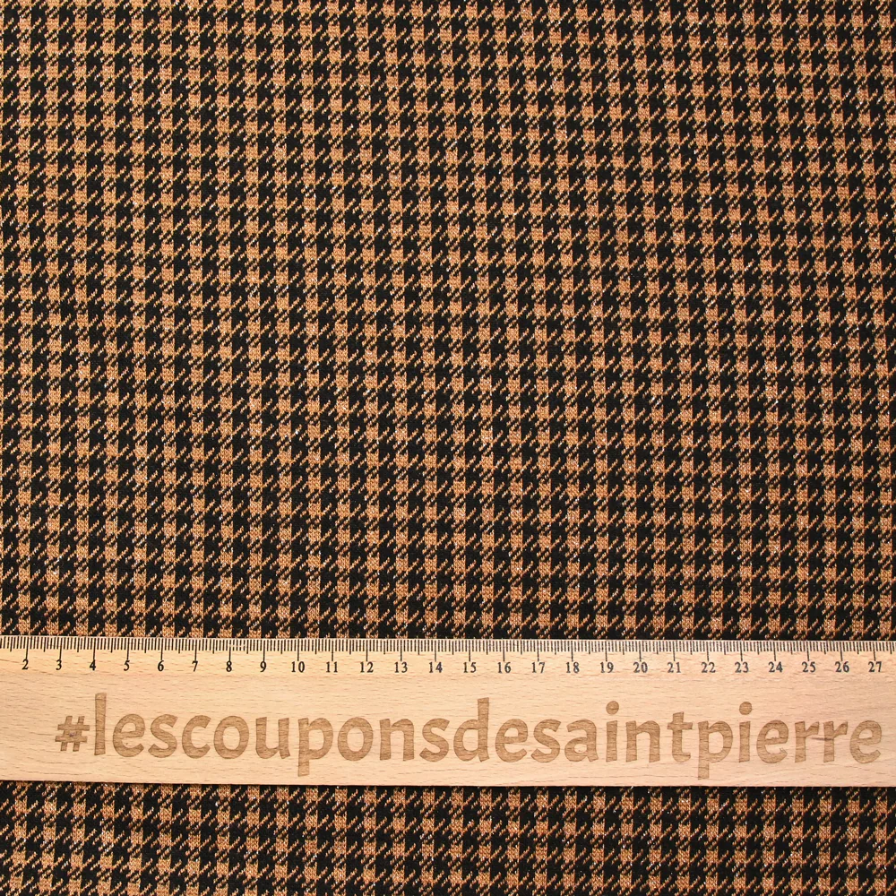 Maille Milano polyviscose Lurex pied de poule camel - Image 3