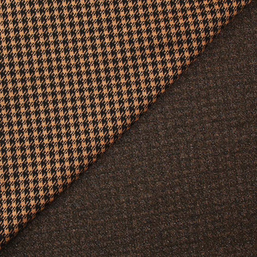 Maille Milano polyviscose Lurex pied de poule camel - Image 4